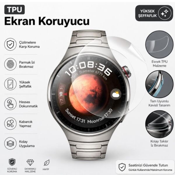 Winex Watch 4 Pro Ekran Koruyucu TPU Şeffaf Film 2 Adet
