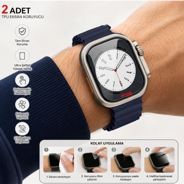 Winex Watch 8 Pro Max Ekran Koruyucu TPU Şeffaf Film 2 Adet