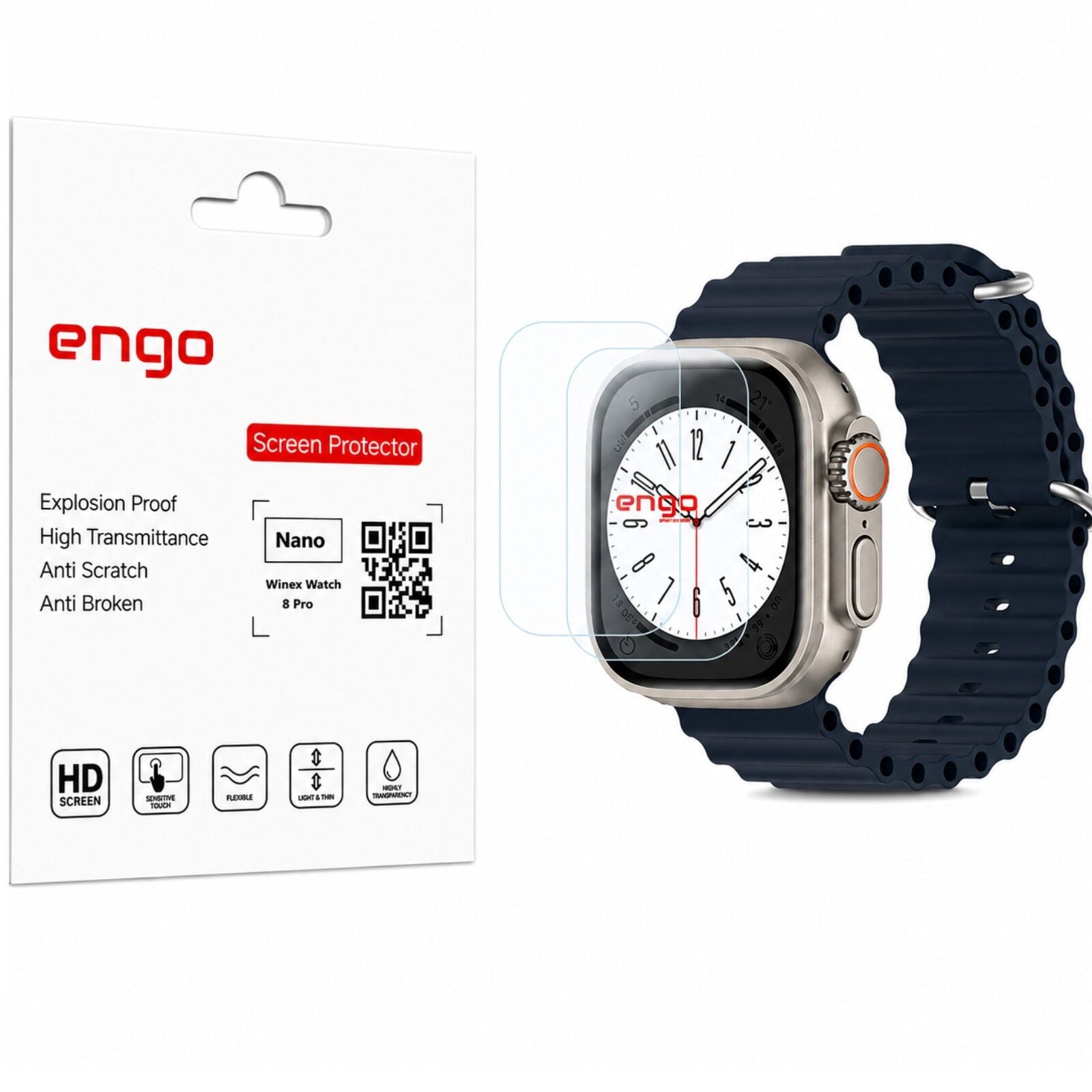 Winex Watch 8 Pro Max Ekran Koruyucu Nano Şeffaf 2 Adet
