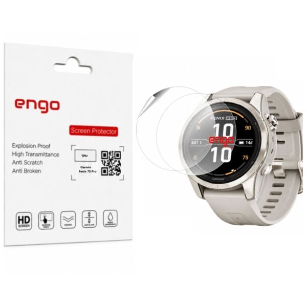 Garmin Fenix 7S Pro Ekran Koruyucu TPU Şeffaf Film 2 Adet