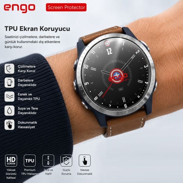 Garmin Legacy Hero Ekran Koruyucu TPU Şeffaf Film 2 Adet