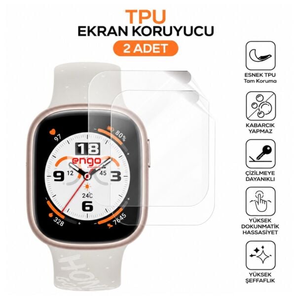 Honor Watch 4 Ekran Koruyucu TPU Şeffaf Film 2 Adet