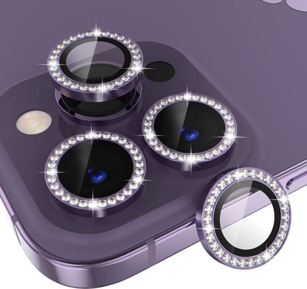 Apple iPhone 14 Pro / 14 Pro Max Kamera Koruyucu Swarovski Taşlı