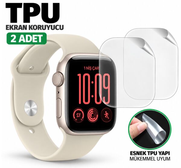 Apple Watch SE 3 40mm TPU Ekran Koruyucu 2’li Şeffaf Film