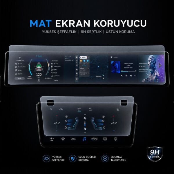 TOGG T10F Mat Ekran Koruyucu Gösterge Bilgi Ve Kumanda Ekran