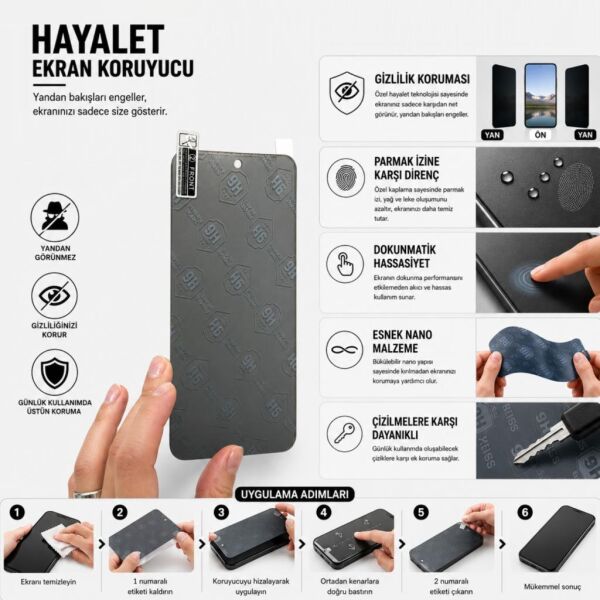 Poco C81 Pro Hayalet Ekran Koruyucu 9H Nano Şeffaf 6.9 inç