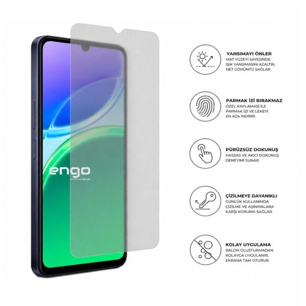 Vivo Y05 Mat Ekran Koruyucu 6.74 inç 9H Nano Şeffaf