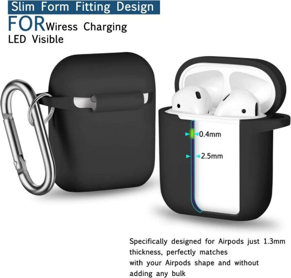 Apple AirPods Kılıf 1&2.Nesil Uyumlu Kablosuz Şarj Destekli Kılıf Siyah