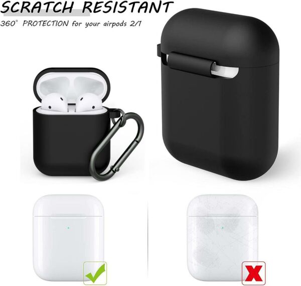 Apple AirPods Kılıf 1&2.Nesil Uyumlu Kablosuz Şarj Destekli Kılıf Siyah