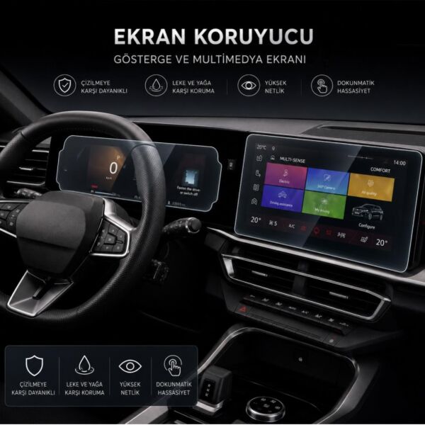 Renault Boreal Ekran Koruyucu Multimedya & Gösterge Parlak
