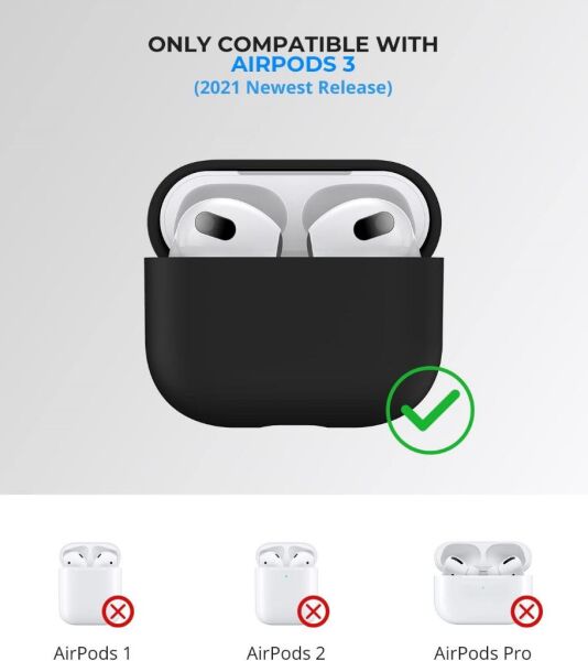 Apple AirPods Kılıf 3.Nesil Uyumlu Kablosuz Şarj Destekli Kılıf Siyah