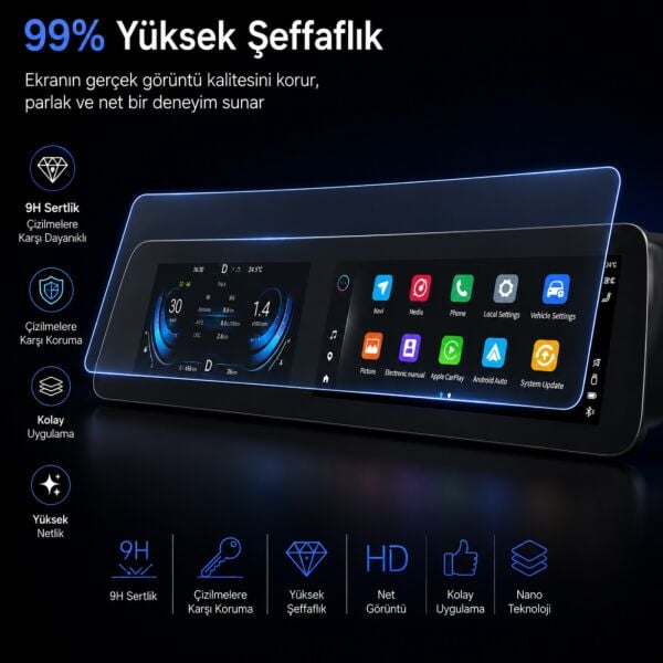 Chery Tiggo 7 Ekran Koruyucu Multimedya ve Gösterge 24.6 inç