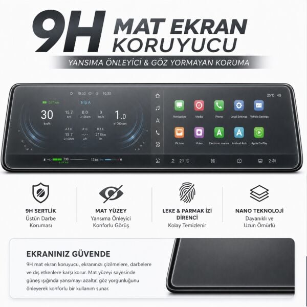 Chery Tiggo 7 Mat Ekran Koruyucu Multimedya ve Gösterge