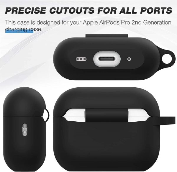 Apple AirPods Pro Kılıf 2.Nesil Uyumlu Kablosuz Şarj Destekli Siyah