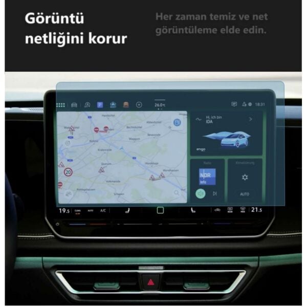 Volkswagen Tiguan 12.9 inç Multimedya Ekran Koruyucu Şeffaf