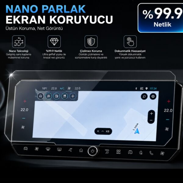 Jeep Compass Ekran Koruyucu 16 inç Multimedya Parlak Nano
