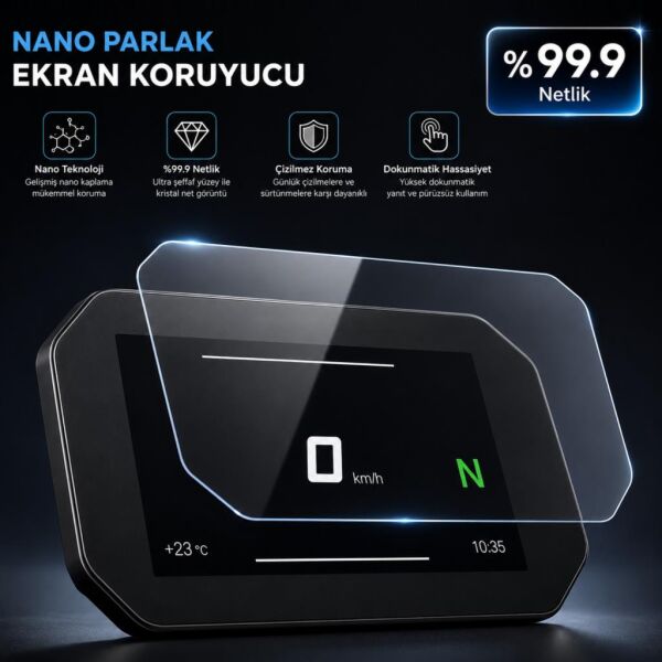 BMW F 450 GS Ekran Koruyucu 6.5 inç Gösterge 9H Parlak
