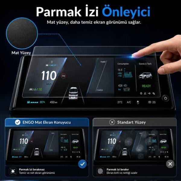 Renault Scenic E-Tech Mat Ekran Koruyucu Gösterge 12.3 inç