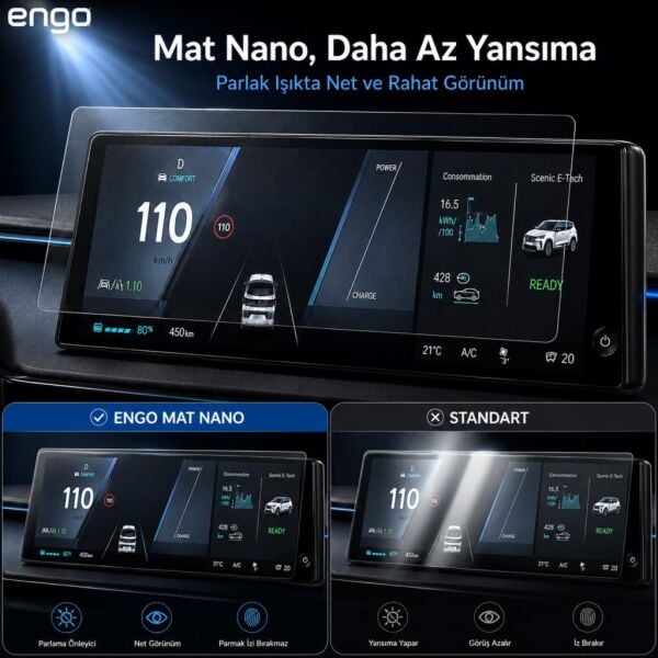 Renault Scenic E-Tech Mat Ekran Koruyucu Gösterge 12.3 inç