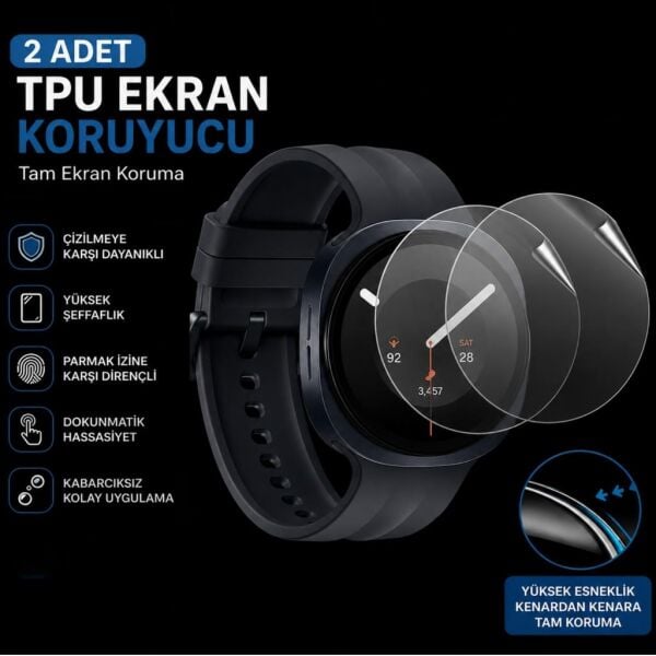Samsung Galaxy Watch 9 40mm Ekran Koruyucu TPU, Tam Kaplayan Akıllı Saat Koruması 2 Adet, Çizilmeye Dayanıklı Koruma SM-L340