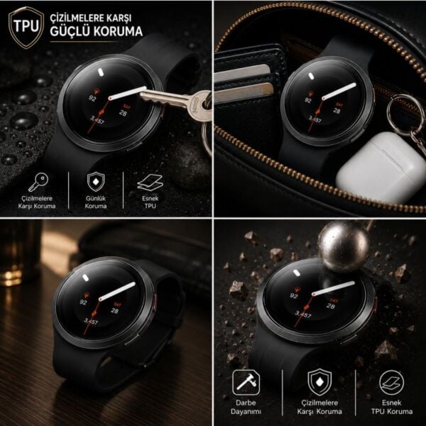 Samsung Galaxy Watch 9 40mm Ekran Koruyucu TPU, Tam Kaplayan Akıllı Saat Koruması 2 Adet, Çizilmeye Dayanıklı Koruma SM-L340