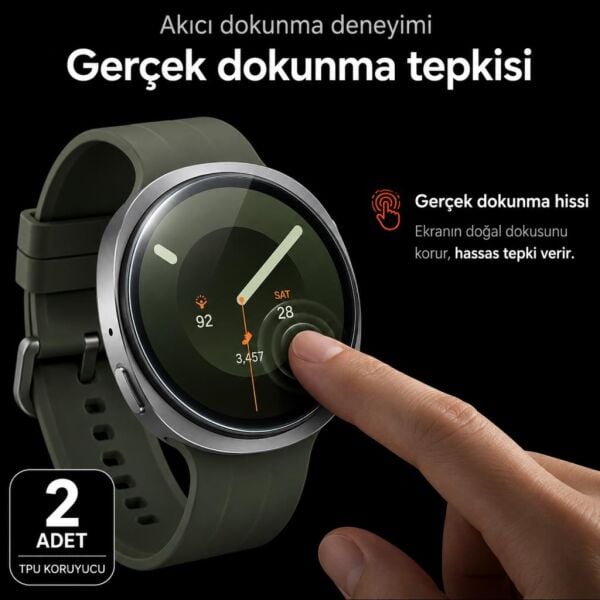 Samsung Galaxy Watch 9 44mm Ekran Koruyucu TPU, Tam Kaplayan Akıllı Saat Koruması 2 Adet, Çizilmeye Dayanıklı Koruma SM-L350