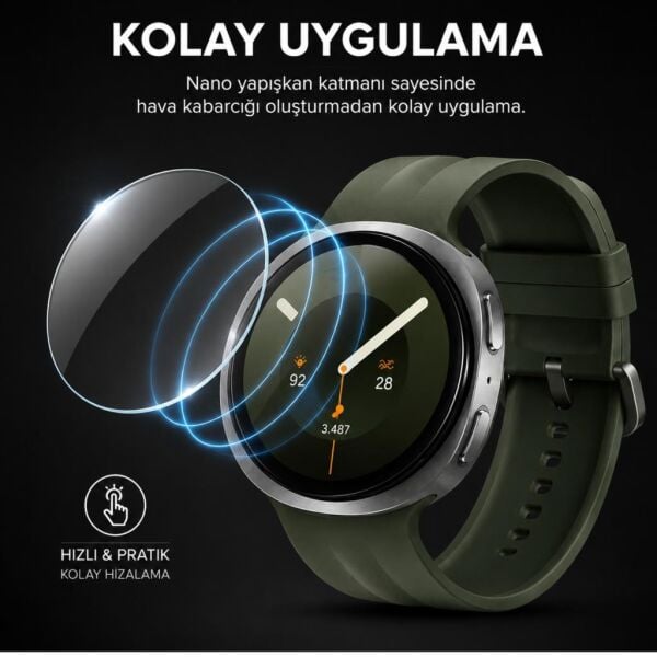 Samsung Galaxy Watch 9 44mm Ekran Koruyucu Nano Parlak Çizilmeye Dayanıklı Akıllı Saat Koruması, 9H Kırılmaz Esnek Cam, Hd Şeffaf 2 Adet SM-L350