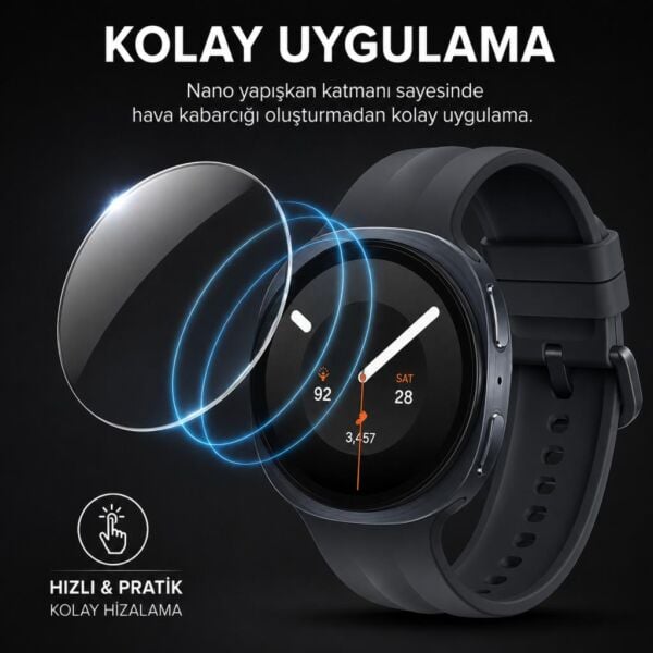 Samsung Galaxy Watch 9 40mm Ekran Koruyucu Nano Parlak Çizilmeye Dayanıklı Akıllı Saat Koruması, 9H Kırılmaz Esnek Cam, Hd Şeffaf 2 Adet SM-L340