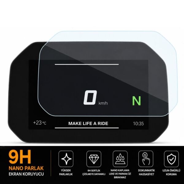 BMW C 400 GT Ekran Koruyucu 6.5 İnç Gösterge 9H Nano Parlak, Çizilmeye Dayanıklı Koruma, Kırılmaz Cam