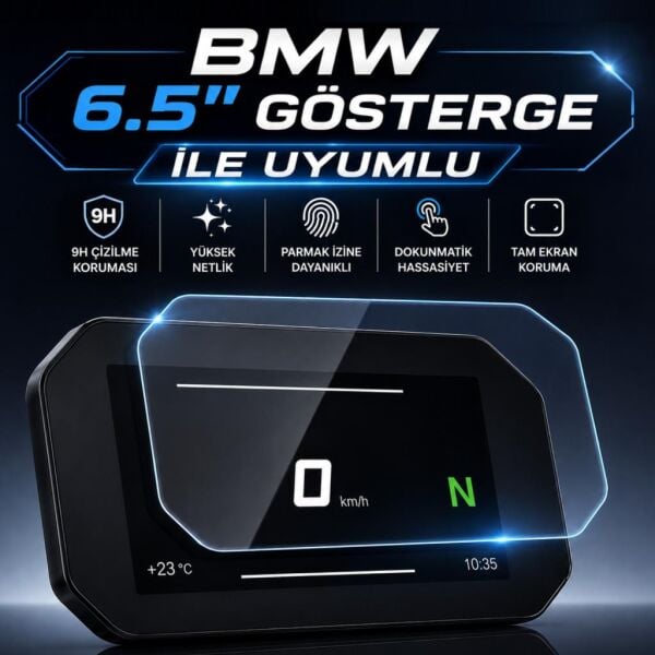 BMW Motosiklet 6.5 inç TFT Gösterge Ekran Koruyucu 9H Nano Parlak – Adventure, Sport, M, Roadster ve Urban Mobility Modelleriyle Uyumlu