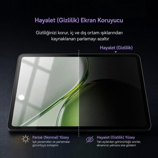 Honor Pad X9b Max Hayalet Ekran Koruyucu 13 İnç Yandan Görünmeyen Anti-Spy Gizlilik (Privacy) Koruması, 9H Nano Kırılmaz Esnek Cam, Parlama Ve Parmak İzi Önleyici