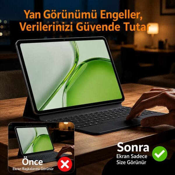 Honor Pad X9b Max Hayalet Ekran Koruyucu 13 İnç Yandan Görünmeyen Anti-Spy Gizlilik (Privacy) Koruması, 9H Nano Kırılmaz Esnek Cam, Parlama Ve Parmak İzi Önleyici