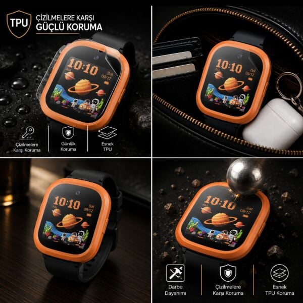 TCL Kids Watch K5 Ekran Koruyucu TPU, Tam Kaplayan Akıllı Çocuk Saat Koruması 2 Adet, Çizilmeye Dayanıklı Koruma MT50V
