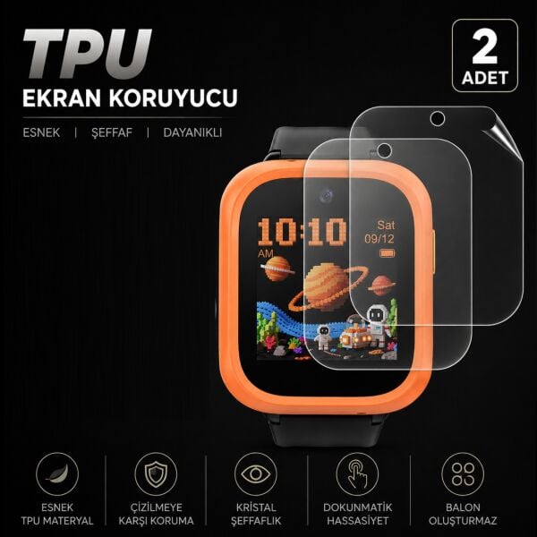 TCL Kids Watch K5 Ekran Koruyucu TPU, Tam Kaplayan Akıllı Çocuk Saat Koruması 2 Adet, Çizilmeye Dayanıklı Koruma MT50V
