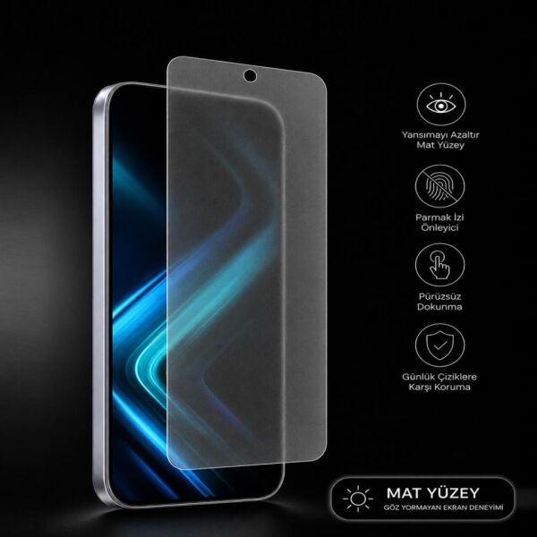 Infinix GT 50 Pro Mat Ekran Koruyucu, Yansıma Ve Parlama Önleyici Mat Yüzey, Parmak İzi Bırakmayan 9H Kırılmaz Esnek Nano Cam