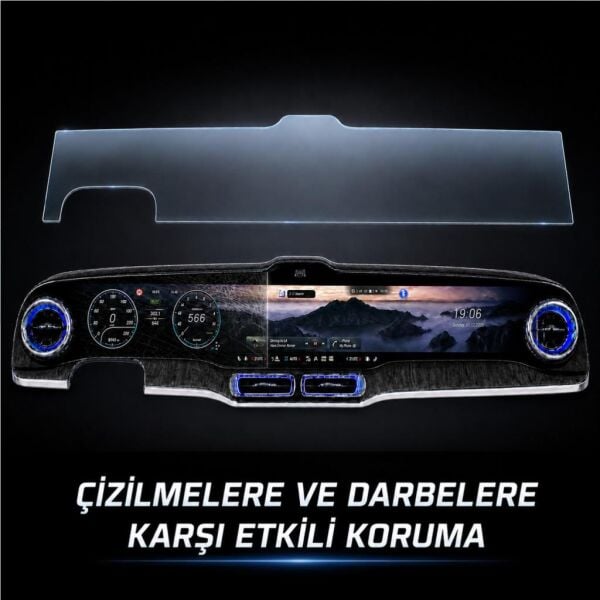 Mercedes GLC Ekran Koruyucu 39.1 İnç Multimedya Ve Gösterge, 9H Nano Parlak Çizilmeye Karşı Dayanıklı Koruma