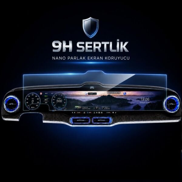Mercedes GLC Ekran Koruyucu 39.1 İnç Multimedya Ve Gösterge, 9H Nano Parlak Çizilmeye Karşı Dayanıklı Koruma