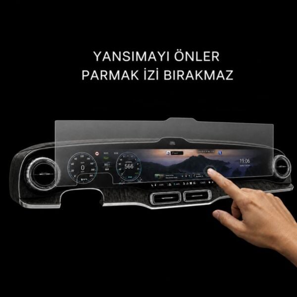 Mercedes GLC Mat Ekran Koruyucu 39.1 İnç Multimedya Ve Gösterge, Yansıma Ve Parlama Önleyici 9H Nano Cam