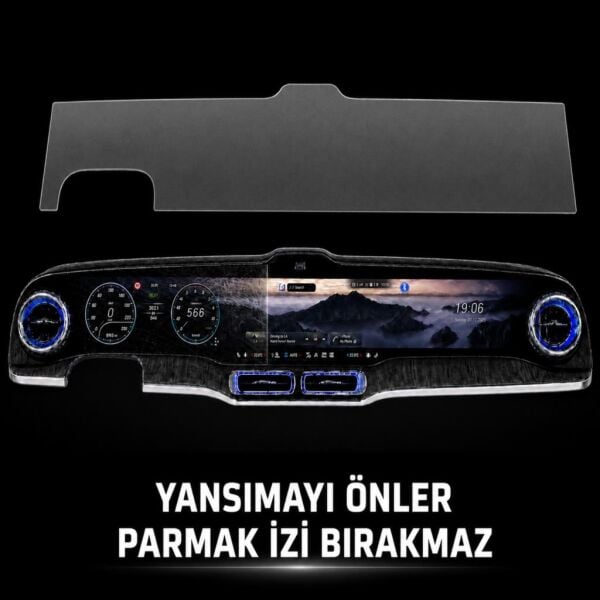 Mercedes GLC Mat Ekran Koruyucu 39.1 İnç Multimedya Ve Gösterge, Yansıma Ve Parlama Önleyici 9H Nano Cam