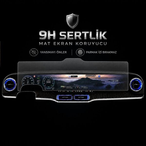 Mercedes GLC Mat Ekran Koruyucu 39.1 İnç Multimedya Ve Gösterge, Yansıma Ve Parlama Önleyici 9H Nano Cam