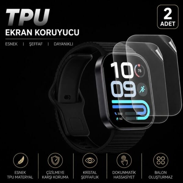 Xiaomi Redmi Watch 6 Lite Ekran Koruyucu TPU, Tam Kaplayan Akıllı Saat Koruması 2 Adet, Çizilmeye Dayanıklı Şeffaf Koruma