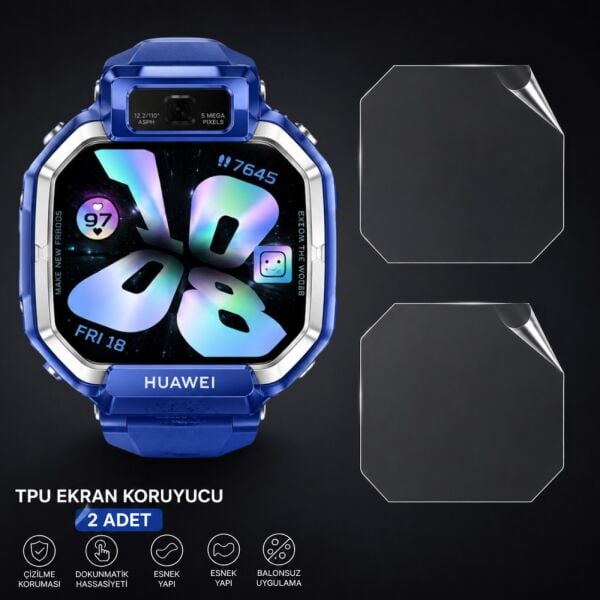 Huawei Watch Kids X1 Ekran Koruyucu TPU, Tam Kaplayan Akıllı Saat Koruması 2 Adet, Çizilmeye Dayanıklı Şeffaf Koruma