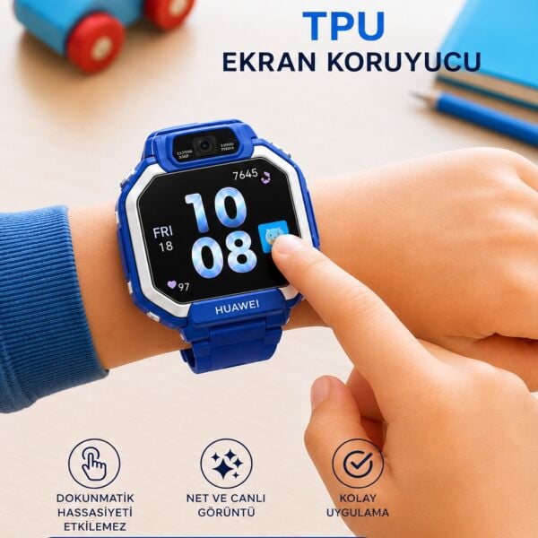 Huawei Watch Kids X1 Ekran Koruyucu TPU, Tam Kaplayan Akıllı Saat Koruması 2 Adet, Çizilmeye Dayanıklı Şeffaf Koruma