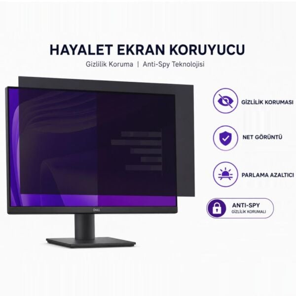 Dell Pro E2425HSM 23.8 İnç Hayalet Ekran Koruyucu, Yandan Görünmeyen Anti-Spy Gizlilik (Privacy) Koruması, 9H Nano Esnek Cam
