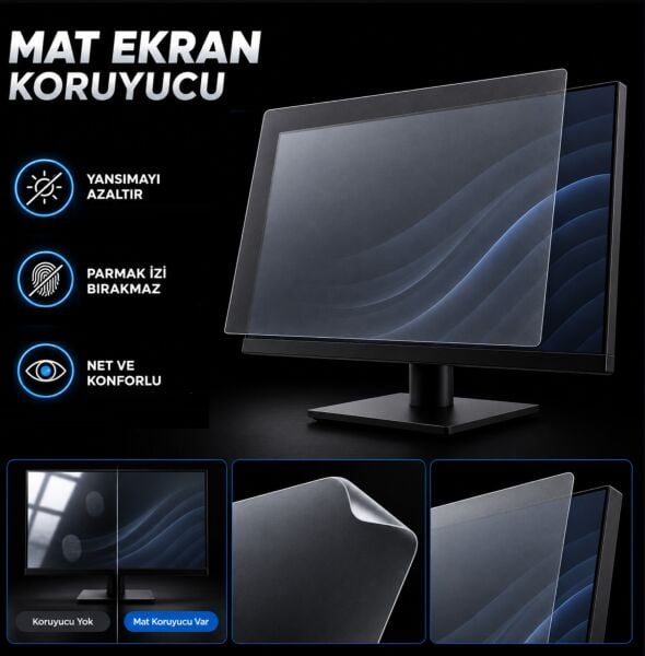 Dell Pro E2425HSM 23.8 İnç Mat Ekran Koruyucu, Parmak İzi Bırakmayan Yansıma Ve Parlama Önleyici Koruma, 9H Esnek Nano Cam