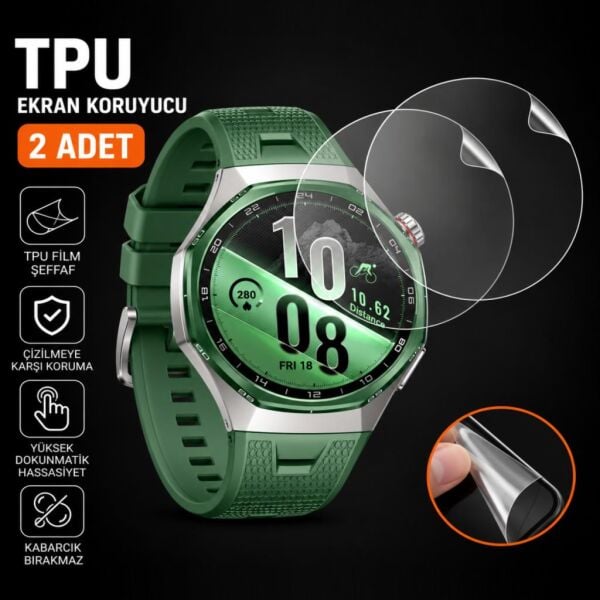 Huawei Watch GT 7 Pro Ekran Koruyucu TPU, Tam Kaplayan Akıllı Saat Koruması 2 Adet, Çizilmeye Dayanıklı Şeffaf Koruma