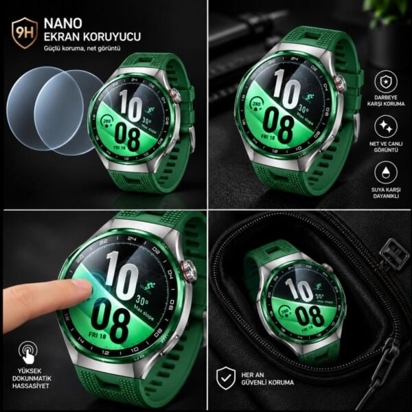 Huawei Watch GT 7 Pro İle Uyumlu Ekran Koruyucu Nano Parlak Çizilmeye Dayanıklı Akıllı Saat Koruması, 9H Kırılmaz Esnek Cam, Hd Şeffaf 2 Adet