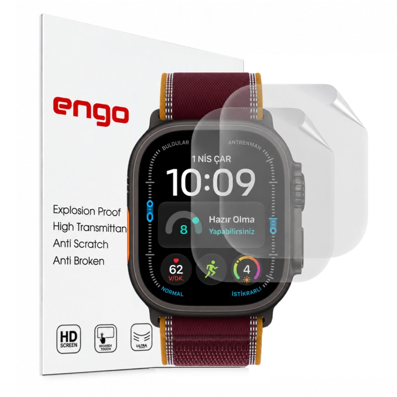 Apple Watch Ultra 4 49mm Ekran Koruyucu TPU A3579 Şeffaf Çizilmeye Dayanıklı Esnek Yapı 2 Adet