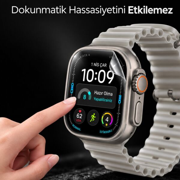 Apple Watch Ultra 4 49mm Ekran Koruyucu TPU A3579 Şeffaf Çizilmeye Dayanıklı Esnek Yapı 2 Adet