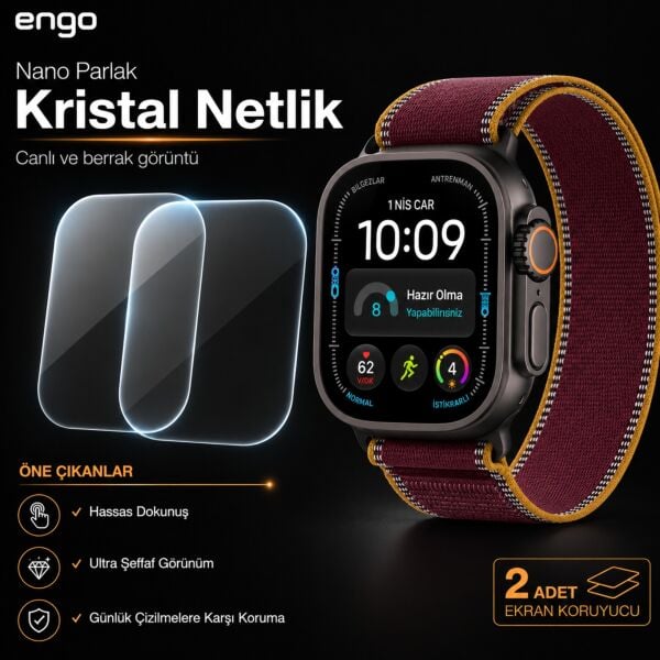 Apple Watch Ultra 4 49mm Ekran Koruyucu A3579 Nano Parlak 9H Esnek Cam Çizilmeye Dayanıklı